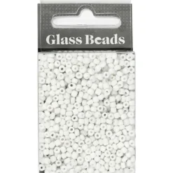 Rocaiperler, 3 mm, str. 8/0 , hulstr. 0,6-1,0 mm, 25 gr Hvid