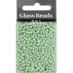 Rocaiperler, 3 mm, str. 8/0 , hulstr. 0,6-1,0 mm, 25 gr. Lys grøn