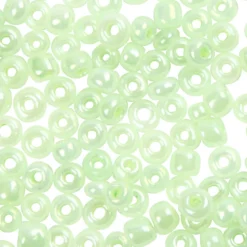 Rocaiperler, 3 mm, str. 8/0 , hulstr. 0,6-1,0 mm, 25 gr. Soft grøn