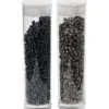 Rocaiperler, sort, mørk grå metallic, diam. 1,7 mm, str. 15/0 , hulstr. 0,5-0,8 mm, 2×7 g/ 1 pk.