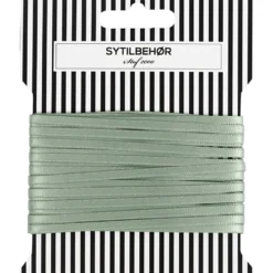 Satin bånd Dob. face 3mm, 10m Støvet lys grøn