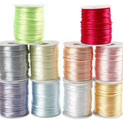 Satinsnor, tykkelse 2 mm, 10×50 m Pastelfarver