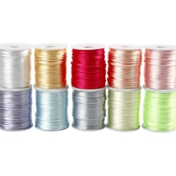 Satinsnor, tykkelse 2 mm, 10×50 m Pastelfarver