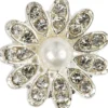 Simili knap m/ perle, 13 mm Sølv