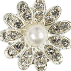 Simili knap m/ perle, 13 mm Sølv