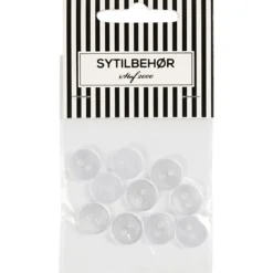 Skjorteknap 2-huls, 13 mm, 10stk. Transparent