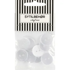 Skjorteknap 2-huls, 18 mm, 10stk. Transparent
