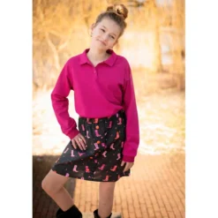 Skjortepoplin m/cowboy boots print Sort