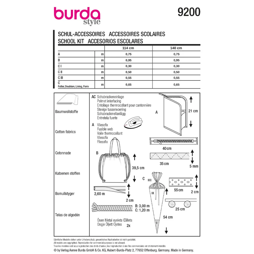 Skole accessories Burda 9200