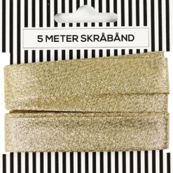 Skråbånd lurex 18mm 5m Guld