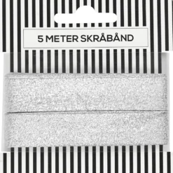 Skråbånd lurex 18 mm 5m Sølv