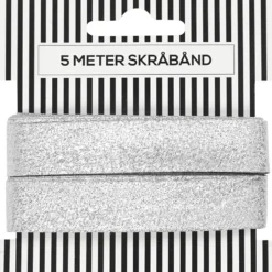 Skråbånd lurex 18 mm 5m Sølv
