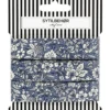 Skråbånd poplin Blomster, 3m Blågrå