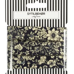 Skråbånd poplin Blomster, 3m Marine