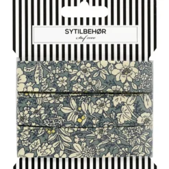Skråbånd poplin Blomster, 3m Petrol