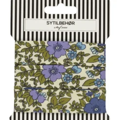Skråbånd poplin 3mtr. Blomster Dusty blue
