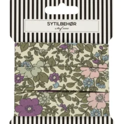 Skråbånd poplin 3mtr. Blomster Lyserød
