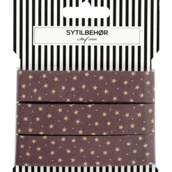 Skråbånd poplin Stjerner, 3m Støvet blomme