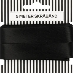 Skråbånd satin 18mm 5m Sort