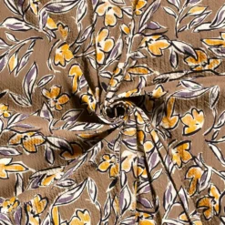 Smock Viskose med Blomster Lys brun