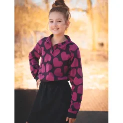 Soft sweat store hjerter Aubergine