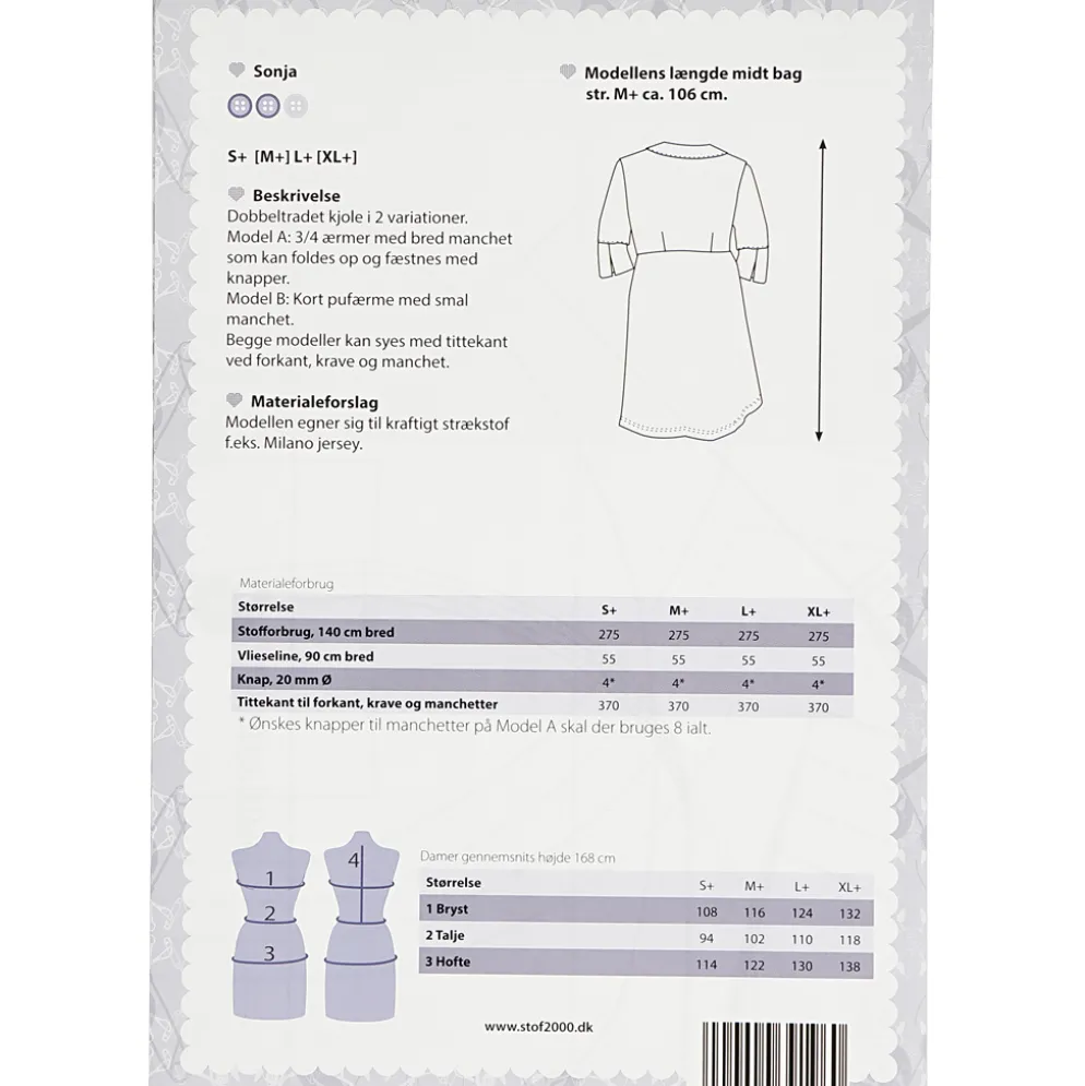 Sonja kjole curved, str. S+-XL+