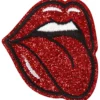 Strygemærke Glitterrmund 5 x 5,5cm Rød