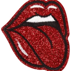 Strygemærke Glitterrmund 5 x 5,5cm Rød