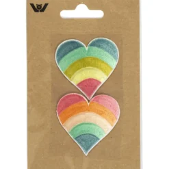 Strygemærker Regnbuehjerter 5 x 5cm Multicolor 2stk.