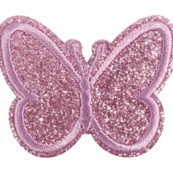 Strygemærke Sommerfugl m. glimmer 5 x 4 cm, Rosa