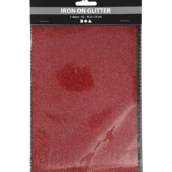 Strygestof glitter 14,8×21 cm Rød