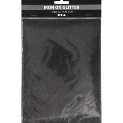 Strygestof glitter 14,8×21 cm Sort