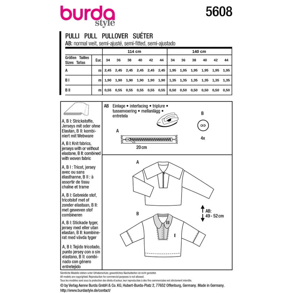 Sweater og Top Burda str. 34-44