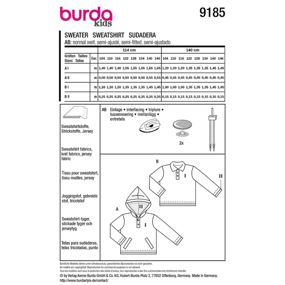 Sweatshirt Burda Kids str. 104-146
