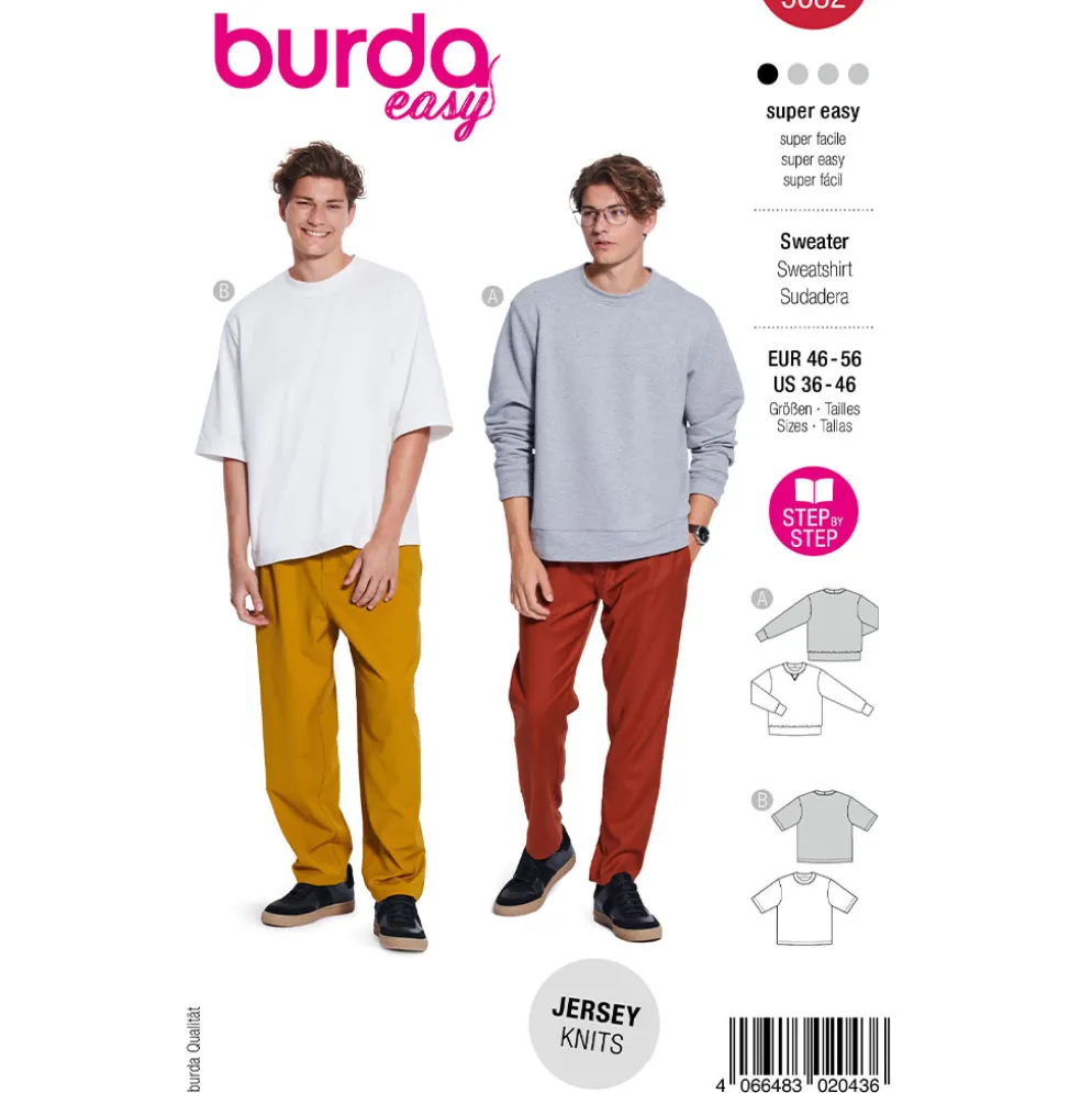 Sweatshirt og T-shirt Burda Herre 5682 str. 46-56