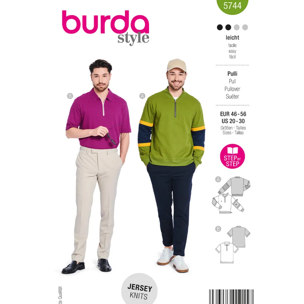 Sweatshirt og T-Shirt Burda Herre 5744 str. 46-56