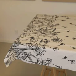 Tekstilvoksdug m/blomster Hvid