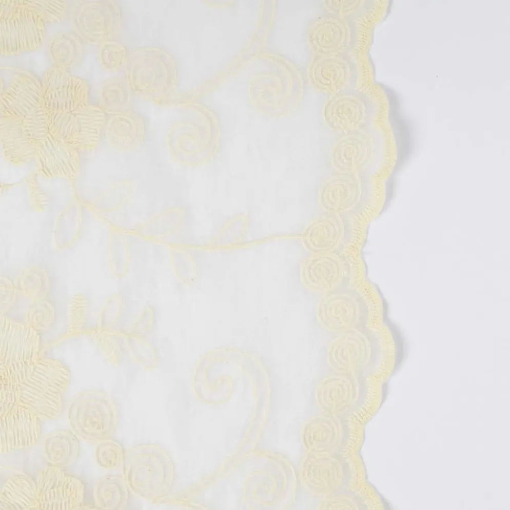 Tencel m/ blomster broderi Hvid