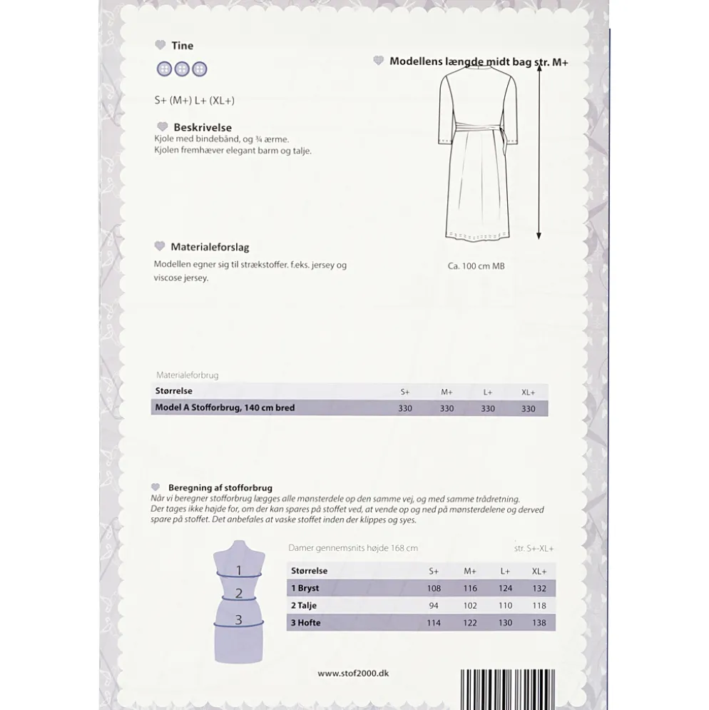 Tine kjole curved, str. S+-XL+