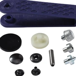 Trykknap anorak 15mm, 10 stk. Sort metal
