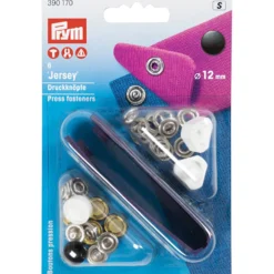 Trykknap Jersey 12mm, 6 stk. Sort metal