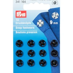 Tryklåse, 9 mm, 12 stk. Sort