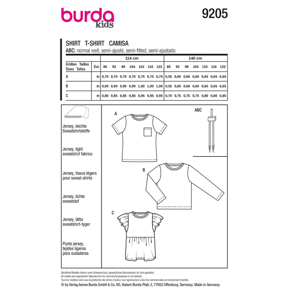 T-Shirt Burda Kids 9205 str. 86-122