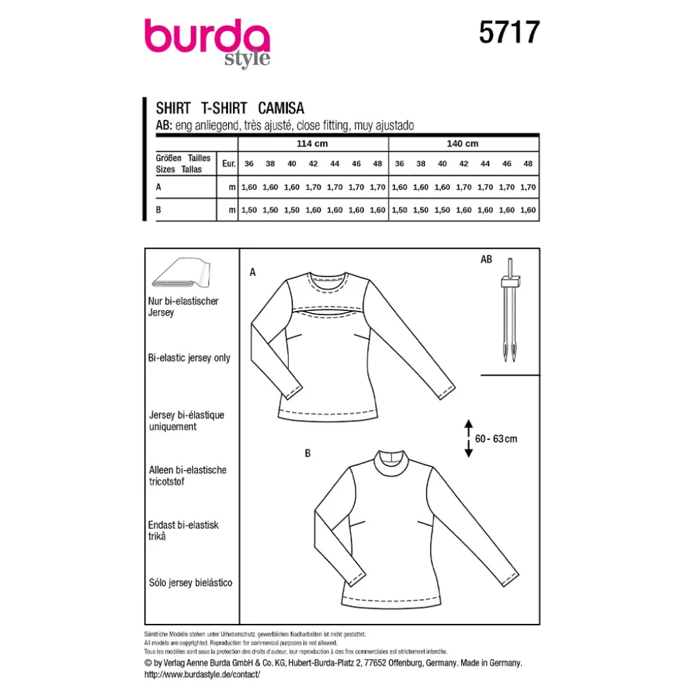 T-shirt Burda 5717 str. 36-48