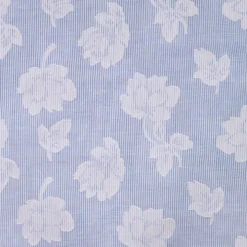 Tynd stribet bomuld m/blomster True blue