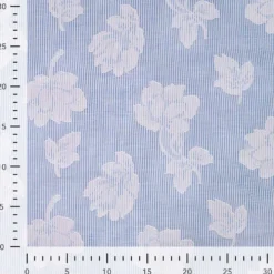 Tynd stribet bomuld m/blomster True blue