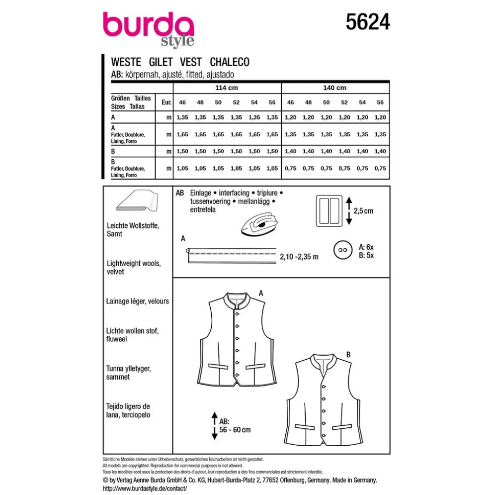 Vest Burda Herre str. 46-56