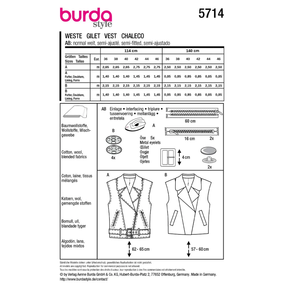 Vest Burda 5714 str. 36-46