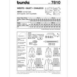Vest Burda 7810 str. 32-44/44-54
