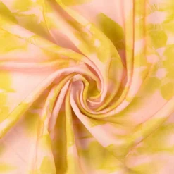 Viscose med abstrakt blomsterprint Dark golden